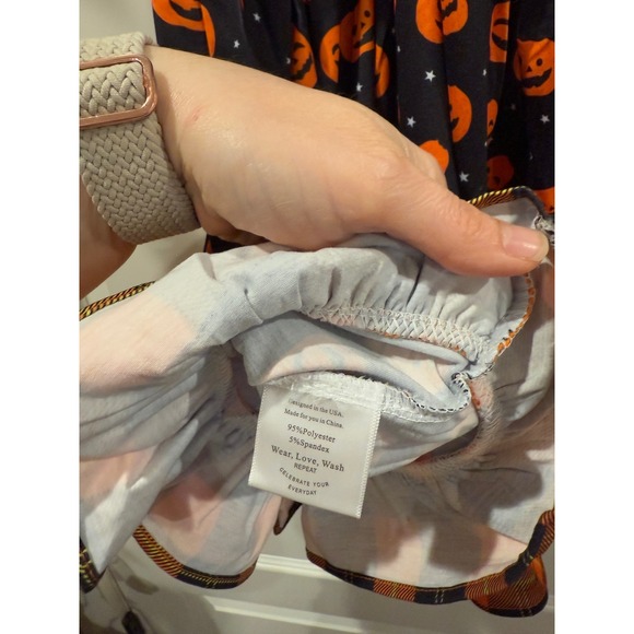 New Abby & Evie Halloween Dress Girl's Size 3 Pumpkin Plaid Polka Dot Party Lace - Picture 5 of 6
